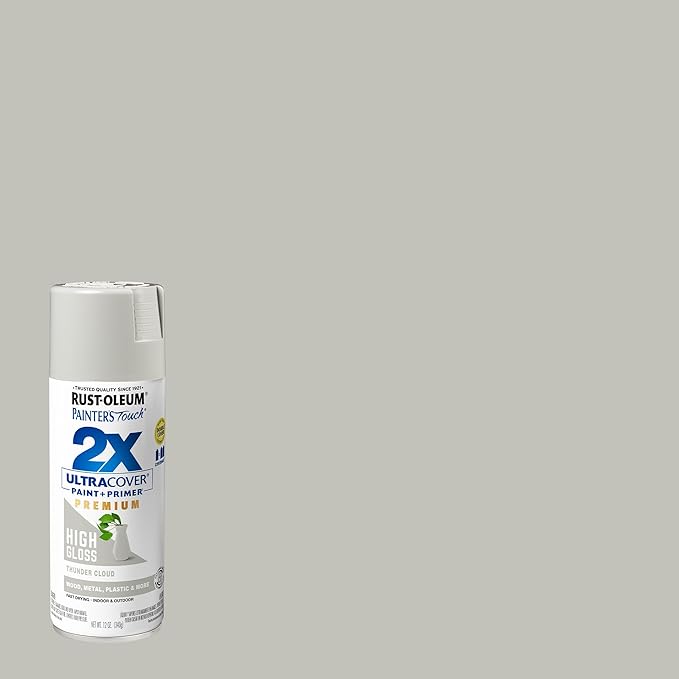 Rust-Oleum 355060-6PK Painter's Touch 2X Ultra Cover Spray Paint, 12 oz, High Gloss Thunder Cloud, 6 Pack