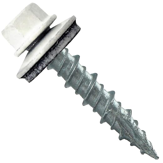 10 x 1 Bone White Metal Roofing Screws - Hex Washer Head- Self-Starting/Tapping - EPDM Washer. 1 Bag - 250 Screws