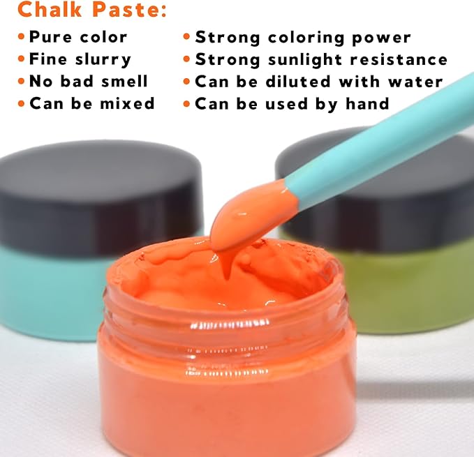 8-Color Chalk Paste Paint Kit – with 4 Mini Silicone Squeegees, Non-Toxic DIY Stencil Paint for Wood, Fabric, Walls & Crafts
