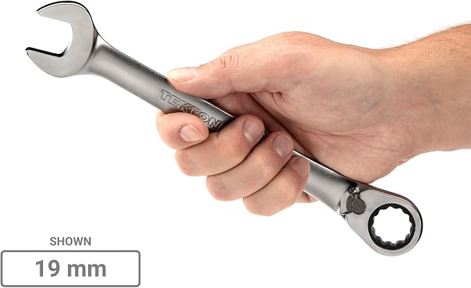 TEKTON Reversible Ratcheting Combination Wrench Set, 14-Piece | WRC94002 | (6 - 19 mm), 12-Point, Satin Chrome Finish