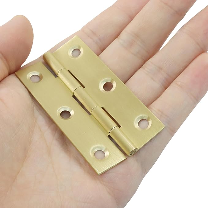 Murtenze 4 Pcs 2.5 Inch Mini Solid Brass Hinges，Brass Cabinet Hinges Small Box Hinges Butt Hinges for Cabinet, Drawer, Wood Box