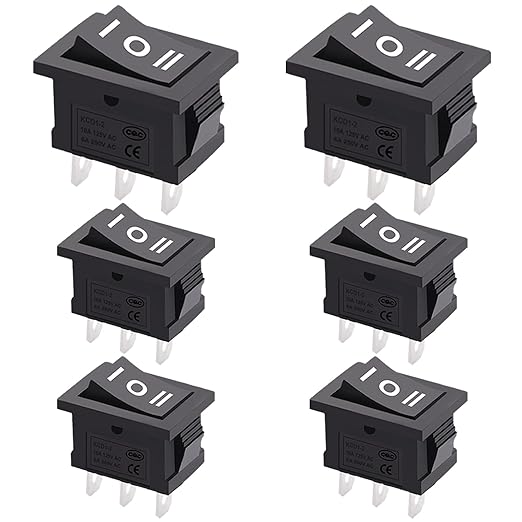 TWTADE 6Pcs 12V Rocker Switch On/Off/On 3 Pin 3 Position Car Auto Boat Rocker Toggle Switch AC 6A/250V 10A/125V KCD1-2-103-BK