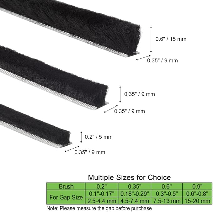 Self-Adhesive Weather Stripping Seal for Doors & Windows – Soundproof Insulation Gap Filler for Sliding, Exterior, Front, and Jamb Frames – 0.2" x 0.35" x 33 ft, Black