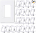 ELEGRP 1-Gang Screwless Decorative Wall Plates, Mid-Size Unbreakable Thermoplastic Faceplate Cover for Decorator Receptacle Outlet Switch, UL Listed (20 Pack, Matte White)