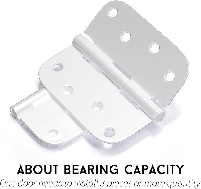 12 Pack goldenwarm 4 inch Door Hinges White Exterior Door Hinges - Residential Hinges for Interior and Exterior Doors, 5/8" Radius Corners, Iron