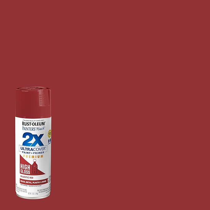 Rust-Oleum 372272- Painter's Touch 2X Ultra Cover Spray Paint, 12 oz, Majestic Red
