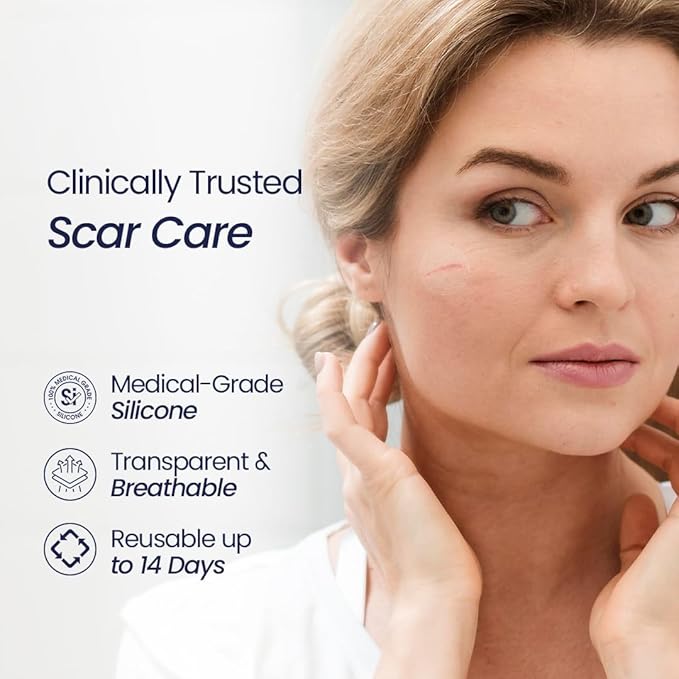 Silicone Scar Patches | Medical-Grade & Hypoallergenic Scar Care for Surgery, C Section Recovery, Keloids, Burns & Stretch Marks | 18 Pre-Cut Flexible Acne Scar Strips