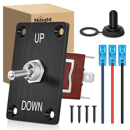 Nilight Heavy Duty Momentary Toggle Switch Waterproof 3 Pin 3 Position (ON)-Off-(ON) SPDT 12V DC 30A with Up-Down Mounting Panel and Weatherproof Cap Cover for Auto Car Marine Boat Automotive