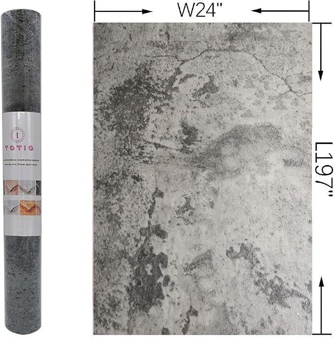 Beige-Grey Concrete Wallpaper Matte Thick Textured Gray Cement Contact Paper Peel Stick Countertop Paper Removable Waterproof Adhesive Furniture Stickers Industrial Style Vinyl Wall Sticker 24x197inch