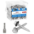 FMhotu Metal Roofing Screws #10×1-1/2Inch, 1000-PCS, Hex Head Rustpert Coating Sheet Metal to Wood Siding Screw with EPDM Rubber Washer, Sharp Point, Hex Socket Included