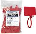 Kable Kontrol Cable Marker Identification Zip Ties 6 Inch 100 Pcs – Red | Large ID Flag Label Straps, Self-Locking Write on Tags for Ethernet, Power, and Cord Labeling