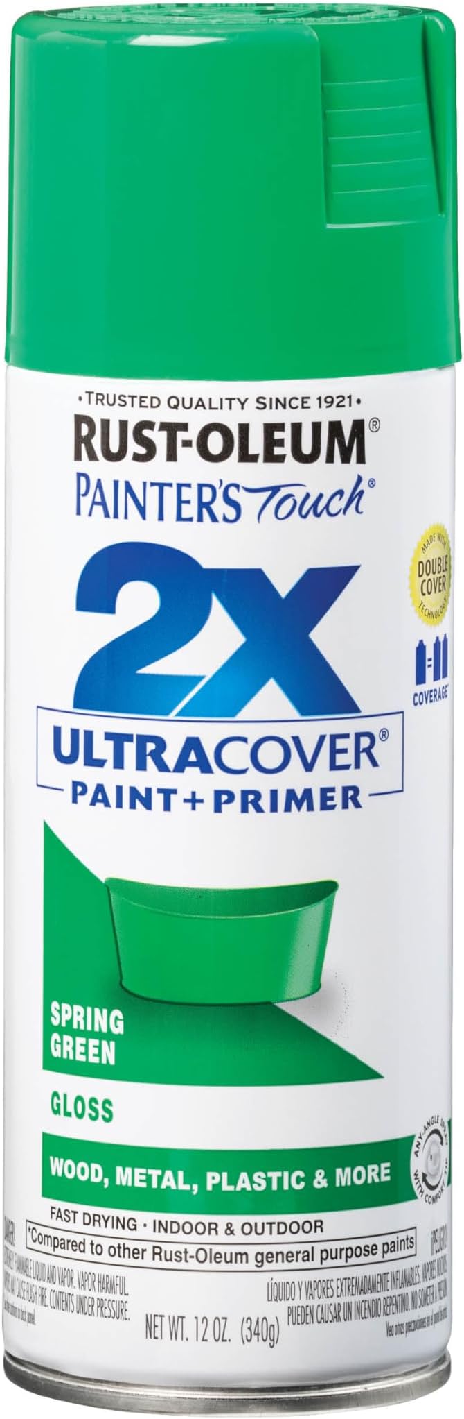 Rust-Oleum 314751 Painter's Touch 2X Ultra Cover Spray Paint, 12 oz, Gloss Spring Green