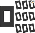 AIDA 1-Gang Midsize Screwless Light Switch Cover Plate, Decorative Outlet Covers - Matte Black, 10-Pack Screwless Unbreakable Polycarbonate Wall Plates for Decorator Device, UL Listed