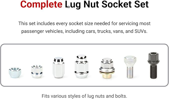 TEKTON 1/2 Inch Drive Impact Lug Nut Socket Set, 9-Piece | SID92415 | (3/4 - 15/16 in., 17 - 22 mm), Deep, 6-Point, Case