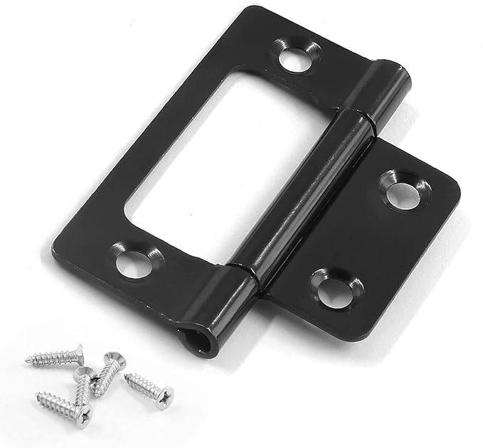 Biaungdo 6 Pcs Non-Mortise Door Hinges, 2 inch x 1 inch Bifold Butt Cabinet Hinges Vintage Furniture Hardware Antique Door Hinge with Screws for Door, Windows, Cabinet, Cupboard(Black)