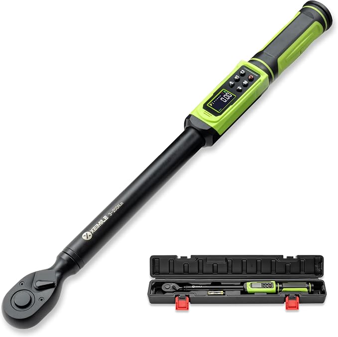 Digital Torque Wrench 1/2" Drive-2.2-147.5Ft.Lb for Car Motorcycle | Electronic Torque Wrench(3-200N.m) ,Vibration Buzzer LED Indicator,±2% Accuracy Five Units for Bike Auto Truck Repair DIY