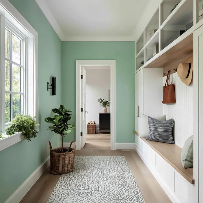 EVOLVE Paint & Primer: Environment-friendly, Low Sheen with One-coat Coverage for Interior & Exterior surfaces (Seafoam Green, 5-Gallon)
