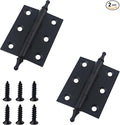 2 Inch Antique Style Solid Brass Butt Hinges with Ball Finials, Black Plated Butt Hinges with for Furniture Cabinet Drawer Door, 2PCS