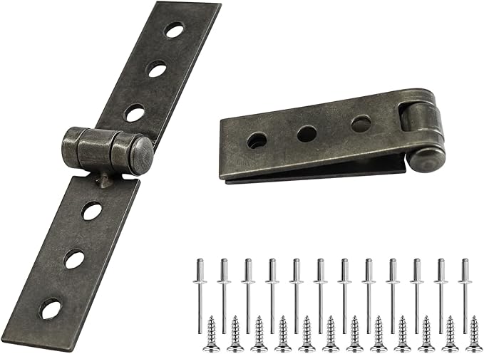 2PCS Folding Butt Hinges, Silver Stainless Steel Door Furniture Hinges, Heavy Duty Small Strap Hinge for Cabinets, DIY (84 * 16 * 1.5mm)