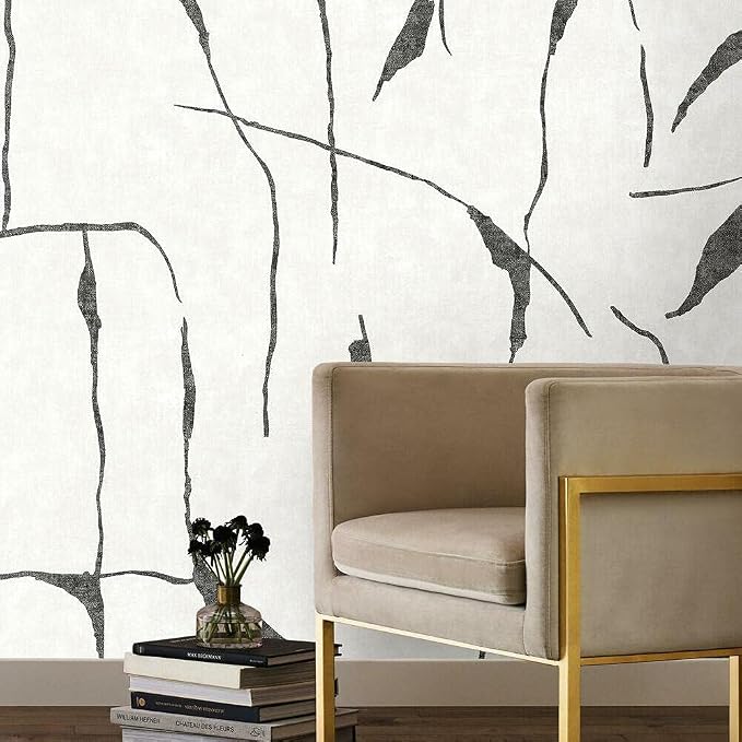 RoomMates RMK12210M Nikki Chu Off White and Charcoal Black Ivory Coast Peel and Stick Wall Mural