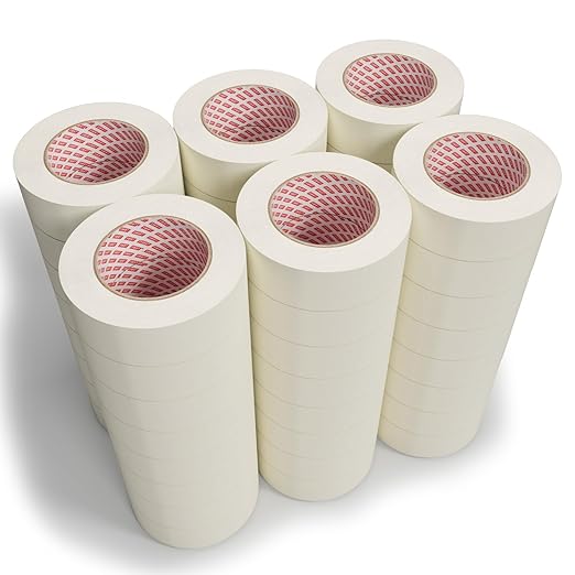 SWRT Masking Tape– 48 Rolls Bulk Pack, 1 Inch Wide x 55 Yards Each (2640 Yards Total), Writable General Purpose Masking Tape for Painting, Labeling & Multi-Surface Projects, Clean Removal & Easy Tear