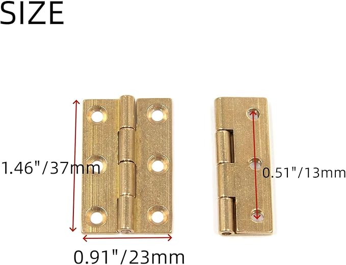 Mcredy Small Box Hinges,1.5 Inch Brass Jewelry Box Hinge Gold Butt Hinges with Mounting Screws,Pack of 6