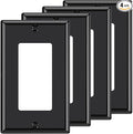 AIDA 1-Gang Standard Light Switch Cover Plate, Decorative Outlet Covers, Glossy Black, 4-Pack Unbreakable Polycarbonate Wall Plates for Decorator Device, UL Listed, 4.5" H x 2.75" L