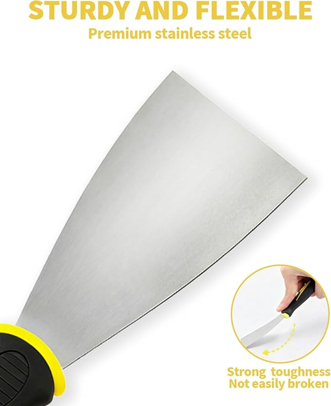 5 PCS Putty Knife, 2 Inch Spackle Knives, Stainless Steel Paint Scraper for Repairing Drywall, Removing Wallpaper, Mud, Plaster Scraping, Applying Putty