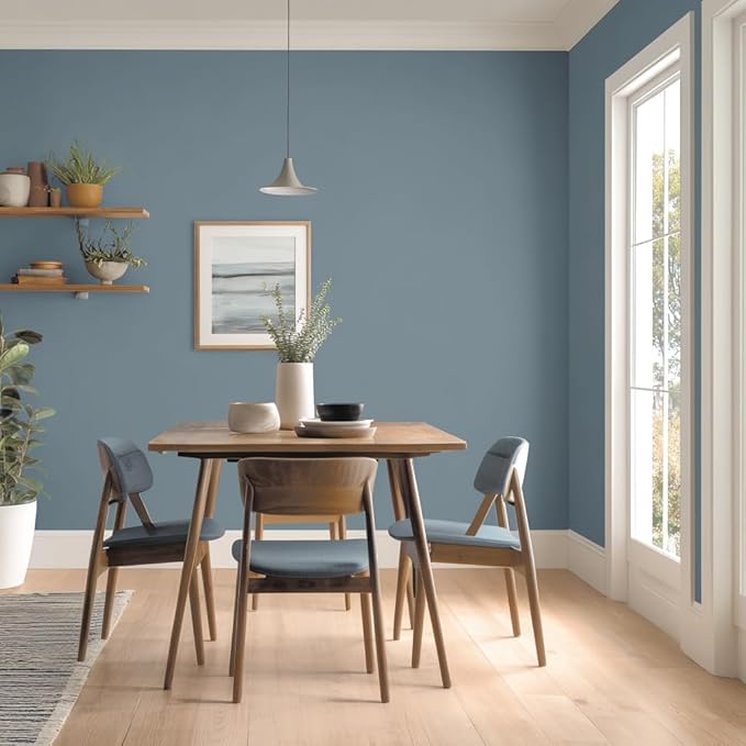 EVOLVE Interior Paint & Primer, Eggshell (Slate Blue), 1 Gallon – One-Coat Coverage, Excellent Hide, Low VOC, Low Odor, Washable Paint for Walls, Doors & Trim