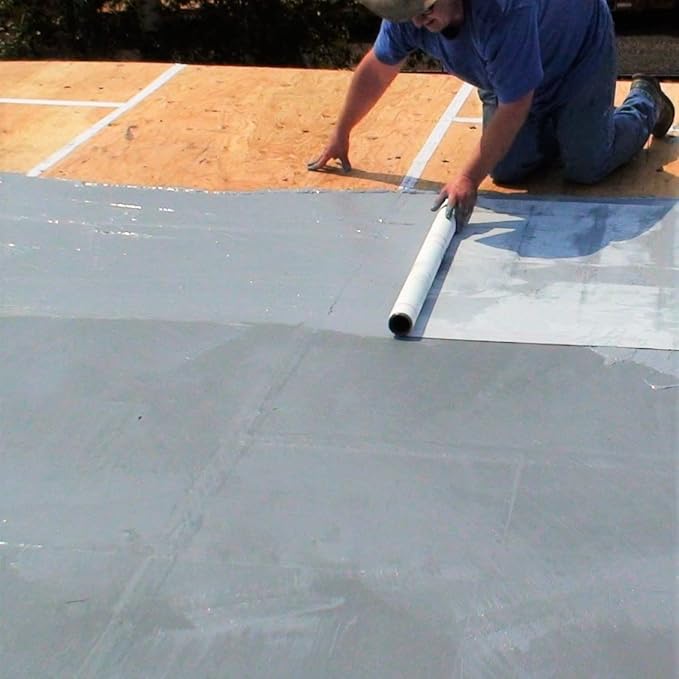 AMES SEB1 Elasto-Barrier Adhesive Base Coat-1 Gallon, Gray Primer Perfect for RV, Wood, Roofs and More-Expands and Contracts 1200% -Made in The USA, Grey Liquid Rubber