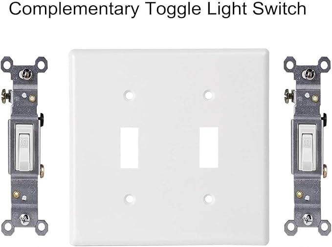 Toggle Light Switch Wall Plates 2-Gang Switch Electrical Cover Plate Unbreakable Thermoplastic Faceplate, White (10 Pack)