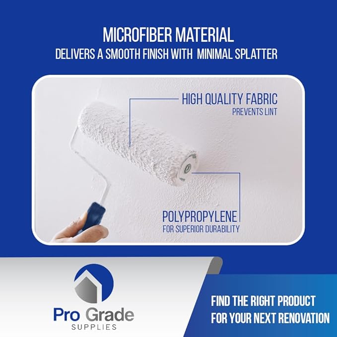 Pro Grade Paint Roller Kit, Brush & Roller,10 Piece Set, Wall Painting Naps for Professionals & Homeowners - All Paints & Stains, Washable, Reusable, Easy to Clean, Superior Absorbency.