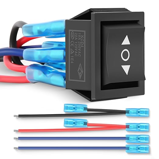Nilight 6Pin Momentary Polarity Reverse Switch On Off On DPDT 3 Position 20A 12VDC 125VAC Motor Control Automatic Reset for Boat Automotive RV Jack Power Toggle w/Jumper Wire