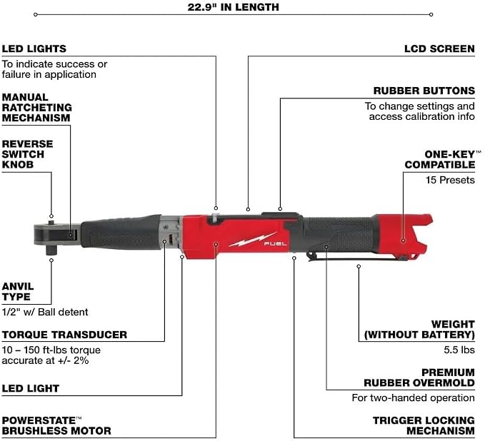 2466-20 for Milwaukee M12 1/2" Power Torque Wrench - Bare Tool | Impact Wrenches