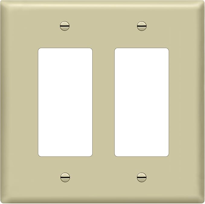 ENERLITES Decorator Light Switch or Receptacle Outlet Wall Plate, Gloss Finish, Midway Size 2-Gang 4.88" x 4.92", Unbreakable Polycarbonate Thermoplastic, UL Listed, 8832M-I, Ivory