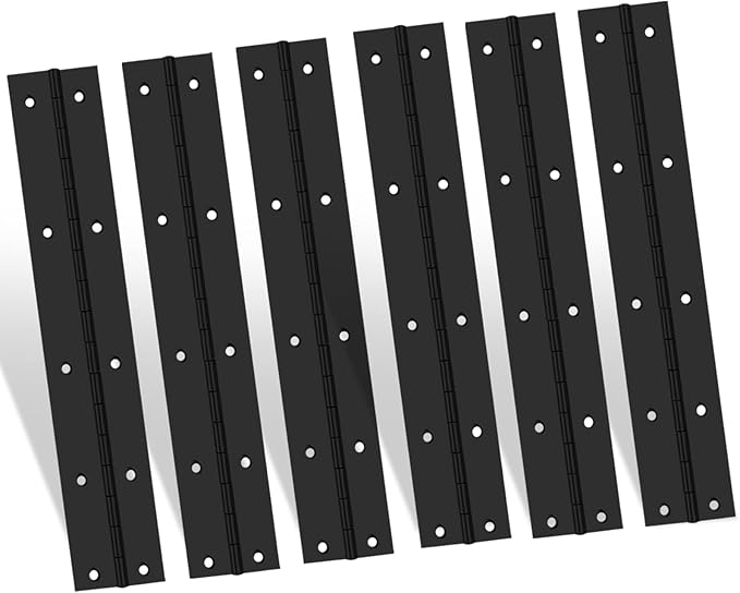 EPHECH 6Inch Black Continuous & Piano Hinge, 6PCS Heavy Duty Stainless Steel 304 Continuous Hinges Piano Boat Hinges, 0.04" Thickness Folding Cabinet Door Butt Hinge