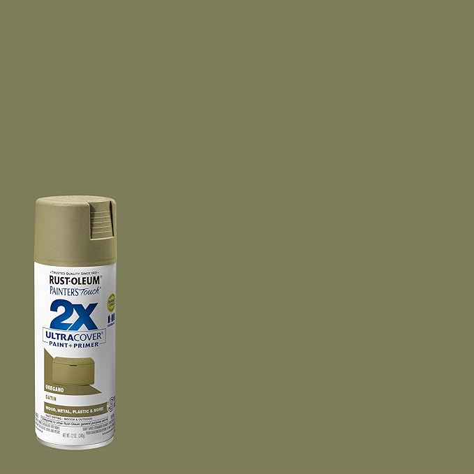 Rust-Oleum 334077 Painter's Touch 2X Ultra Cover Spray Paint, 12 oz, Satin Oregano (Pack of 4)
