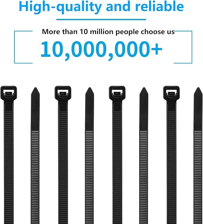 8 Inch Blue Zip Ties 1200 Pack, 35 LBS Tensile Strength, Self-Locking Nylon UV Resistant Cable Ties for Indoor and Outdoor