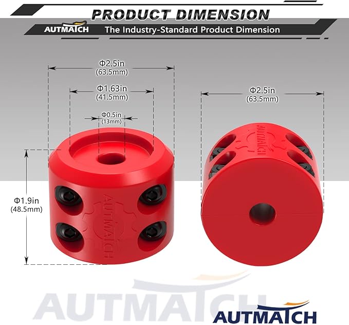 AUTMATCH Winch Cable Hook Stopper (1 Pack), Silicone Rubber Winch Stopper for Wire & Synthetic Rope, Winch Line ATV UTV, Shock Absorbent, Prevent Pulling Bounce and Abrasion, Red