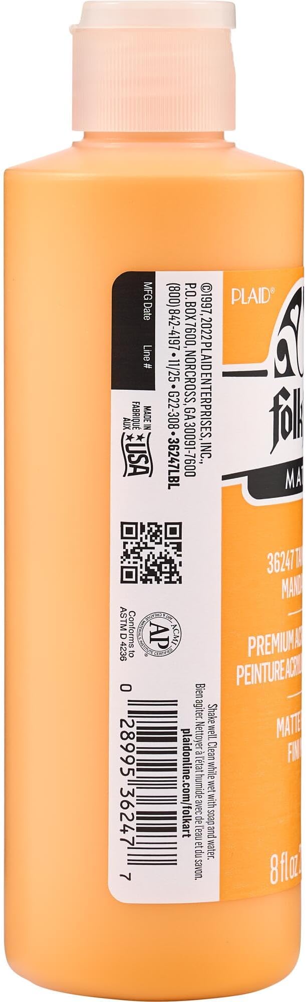FolkArt Acrylic Craft Paint, Matte Finish, Tangerine, 8 fl oz