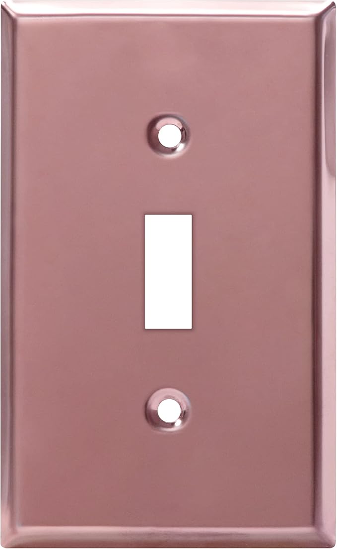 ENERLITES Toggle Light Switch Metal Wall Plate, Stainless Steel Switch Cover, Corrosion Resistant, Mid-Size 1-Gang 4.50" x 2.76", Stainless Steel 201, 7711-PRG, Polished Rose Gold