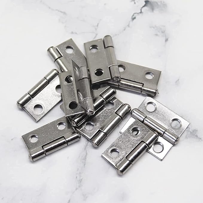 10pcs 304 Stainless Steel 1-inch Folding Butt Hinges Small Hinges Mini Door Hinges for Case Wooden Jewelry Box Lid Crafts (25mm x 24.5mm x 1mm)