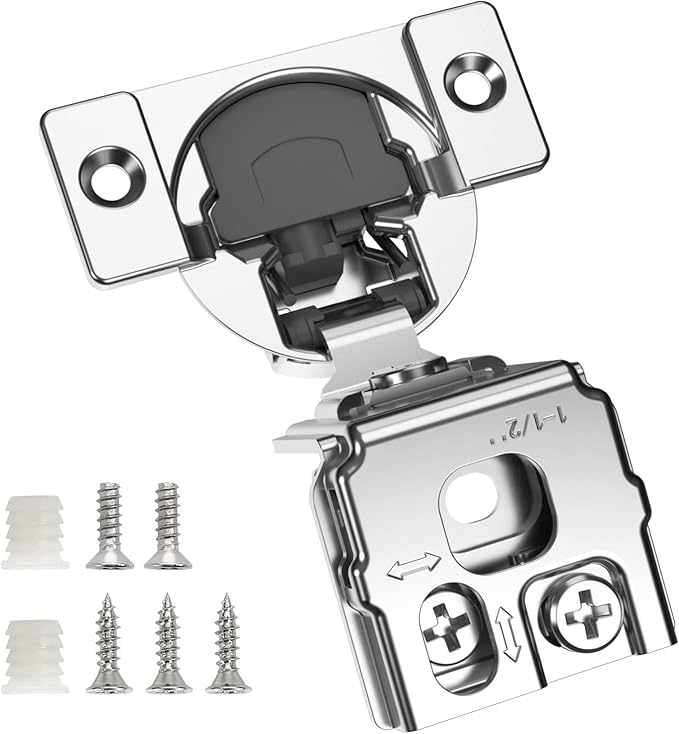 Chibery 8 Pack 1-1/2" Overlay 3D Soft Close Concealed Hinge for Face Frame Door, Satin Nickel, Hidden 105 Open Angle Stainless Steel Hinge for Kitchen Cabinet Door