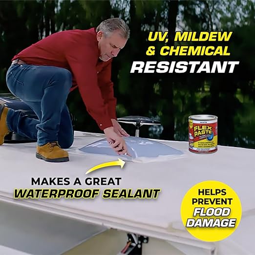 Flex Paste, Waterproof Paintable Putty, Spackle Sealant, Fill Gaps Cracks Holes - Block Out Water and Air - UV Resistant - Walls, Drywall, EPDM, Concrete, Roof, RV Repairs, Black, Cartridge