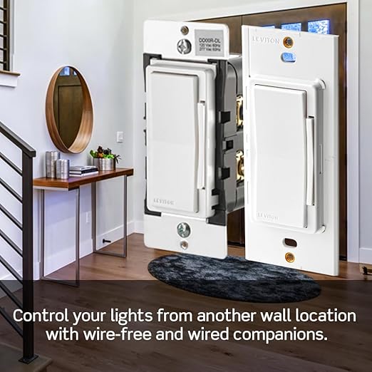 Leviton Decora Smart Dimmer Switch, Wi-Fi 2nd Gen, Neutral Wire Required, Works with Matter, Alexa, Google Assistant, Apple Home/Siri, Wired or Wireless 3-Way, D26HD-1RW, White