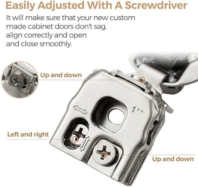 Ravinte 50 Pack 25 Pair 1 inch Overlay Soft Close Kitchen Cabinet Hinges Stainless Steel Adjustable Kitchen Hinges Satin Nickel Cabinet Hardware