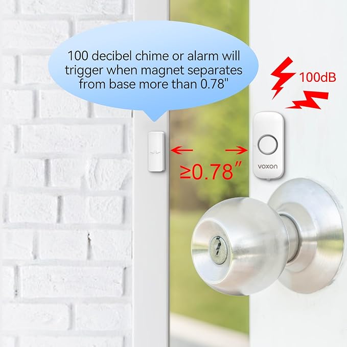 Door Alarms for Kids Safety, VOXON Door Alarm for Home Security Personal Security Alarms Sensor Burglar Window Alarm for Pool, Cars, Sheds, Caravans DIY Kit Pack of 6