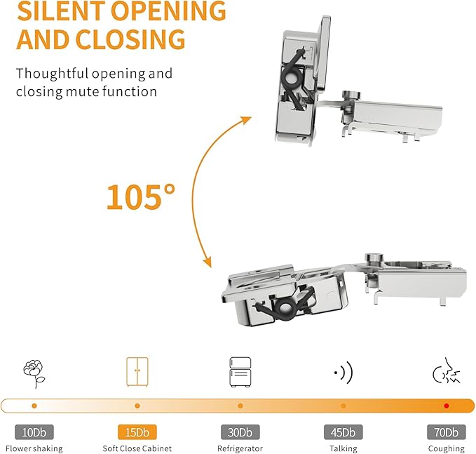 Chibery 20 Pack 3/8" Overlay 4D Soft Close Concealed Hinges for Face Frame Door, Adjustable Closing Speed, Smooth Slow Self Close Hinges, Satin Nickel, 105° Open Angle Stainless Steel Cabinet Hinges