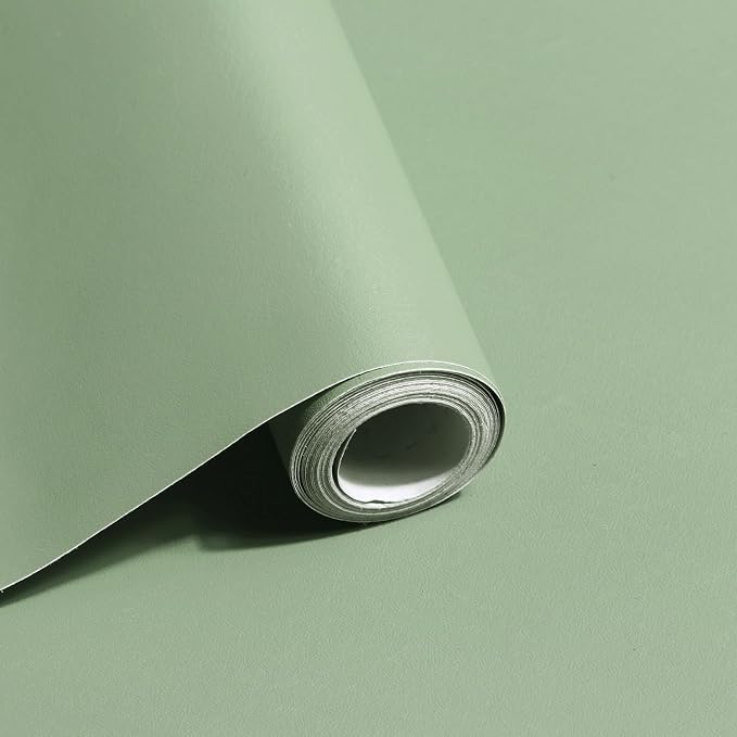 Safiyya 393"x17.7" Light Green Peel and Stick Wallpaper Green Solid Color Contact Paper Self Adhesive Contact Paper Decorative Wallpaper Vinyl Rolls for Wall