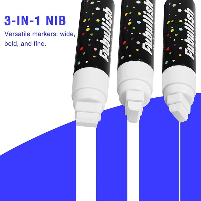 Window Chalk Markers for Cars 5 Pack Washable,White Paint Jumbo Liquid Chalk Marker with 15mm Thick Tips, Big Chalkboard Markers for Car Window, Glass, Auto, Bistro, Mirror, Poster